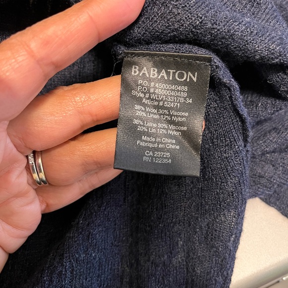 Aritzia Babaton women’s navy Vneck lightweight long sweater wool/linen blend. - Picture 2 of 6